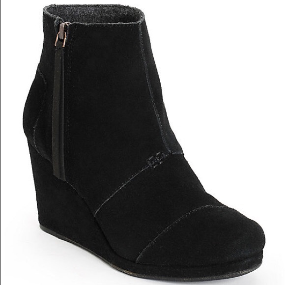 Toms Shoes - Toms black suede desert high wedge 9.5